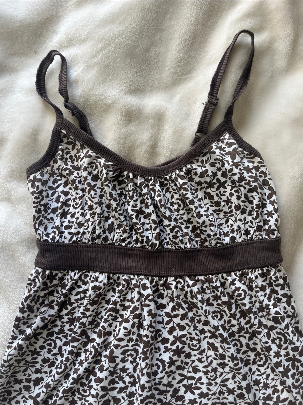 2004 Y2K Urban Behavior Brown and White Floral Camisole Chemise - Picture 5 of 13